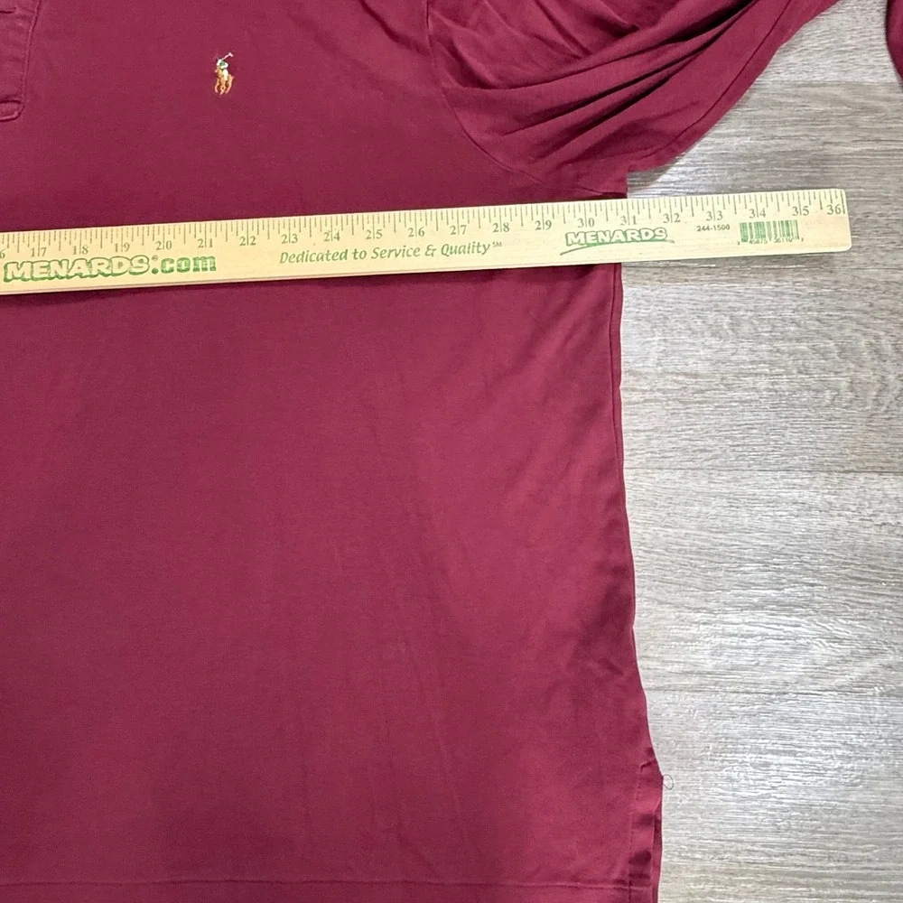 Polo Ralph Lauren Mens 4XB Pima Soft Touch Long Sleeve Polo Shirt Burgundy